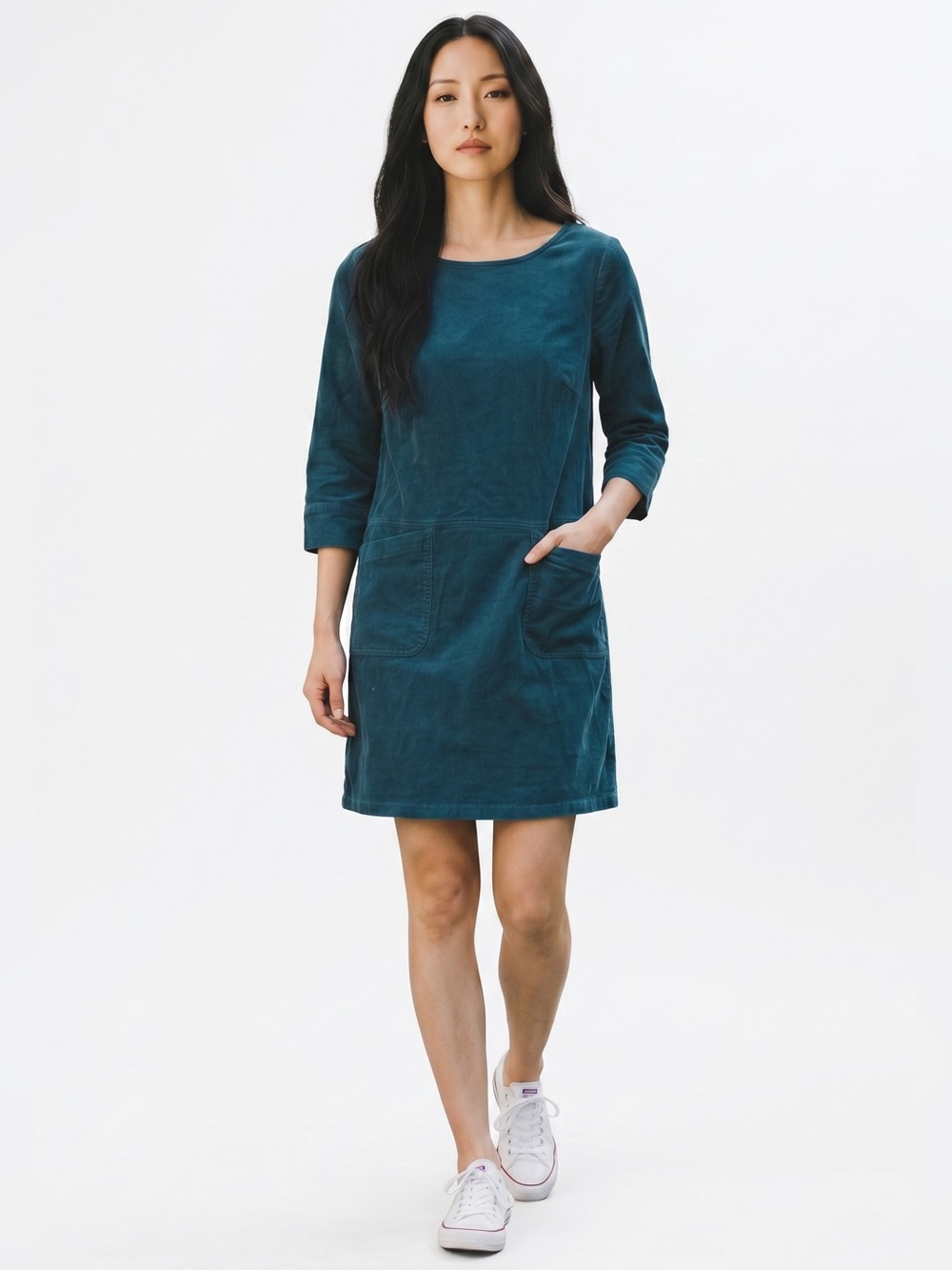 Boden Teal Corduroy Shift Dress